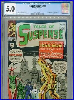 1963 Marvel Tales Of Suspense #43 1st Appearance Kala 5th Iron Man Cgc 5.0 Ow-w