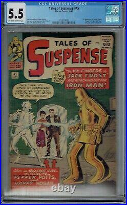 CGC 5.5 TALES OF SUSPENSE #45 1ST APPEARANCE PEPPER POTTS HAPPY HOGAN OWithW PAGES