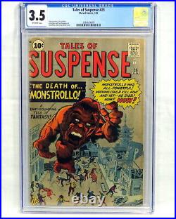 Marvel Comics Tales of Suspense #25 CGC 3.5 Death of Monstrollo by Stan Lee 1962