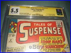 Stan Lee Signed TALES OF SUSPENSE 51 CGC SS 5.5 (1964) IRON MAN 1ST SCARECROW