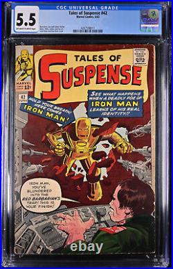TALES OF SUSPENSE #42 CGC 5.5 MARVEL 1963 Iron Man Silver Age BRAND NEW CASE