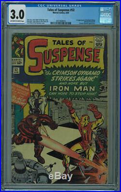 TALES OF SUSPENSE #52 CGC 3.0 1ST BLACK WIDOW SUPER HOT BOOK OWithW PGS 1964