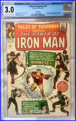=TALES OF SUSPENSE= #57 CGC 3.0 1st Hawkeye Stan Lee Story 9d UK 1964 +Read Copy