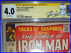 TALES OF SUSPENSE #57 CGC 4.0 SS Signed STAN LEE 1st Appearance HAWKEYE 1964
