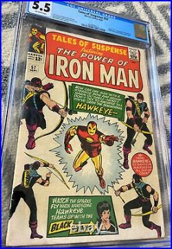 TALES OF SUSPENSE #57 CGC 5.5 OW Pages Silver Age Comic Book 1ST APP HAWKEYE