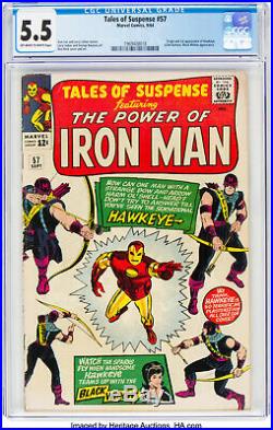 TALES OF SUSPENSE #57 CGC 5.5 OWithW Pages Silver Age Comic Book 1ST APP HAWKEYE