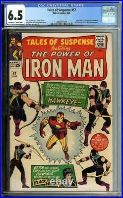 TALES OF SUSPENSE #57 CGC 6.5 OWithWH PAGES // ORIGIN + 1ST APP OF HAWKEYE 1964