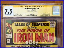 TALES OF SUSPENSE #58 CGC 7.5 OFF WithW PAGES SIGNED BY STAN LEE CAPTIAN AMERICA