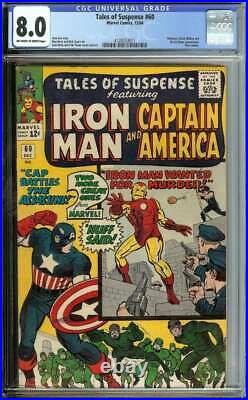 TALES OF SUSPENSE #60 CGC 8.0 OWithWH PAGES // THOR CAMEO MARVEL 1964