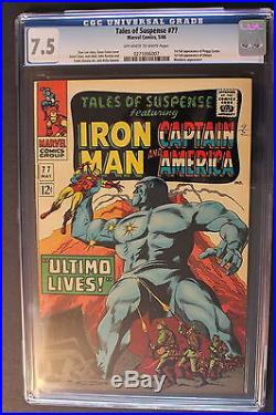 TALES OF SUSPENSE #77 1st Agent PEGGY CARTER full ULTIMO 1966 KIRBY CGC VF- 7.5