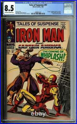 TALES OF SUSPENSE #97 CGC 8.5 OWithWH PAGES // 1ST APP WHIPLASH MARVEL 1968