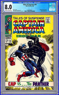 TALES OF SUSPENSE #98 CGC 8.0 CAPTAIN AMERICA vs BLACK PANTHER KIRBY & LEE 1968