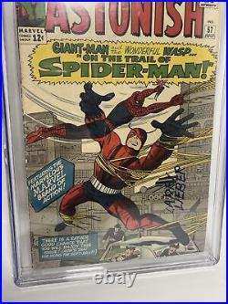 TALES TO ASTONISH #57 CGC SS 4.0 Signed Larry Lieber EARLY SPIDER-MAN APP 1964