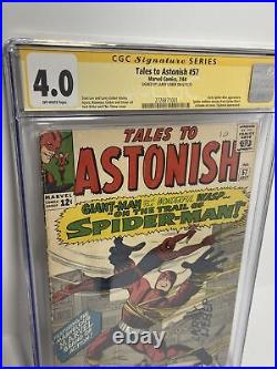 TALES TO ASTONISH #57 CGC SS 4.0 Signed Larry Lieber EARLY SPIDER-MAN APP 1964