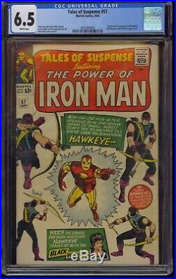 TALES of SUSPENSE #57 CGC 6.5 WHITE PAGES 1st HAWKEYE 1964 B WIDOW COMIC KINGS