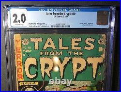 Tales From The Crypt #40 Ec! Cgc 2.0 Pre Code Horror! Used In Senate Hearing