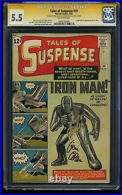 Tales Of Suspense #39 CGC FN- 5.5 Off White Iron Man SS Signed Stan Lee