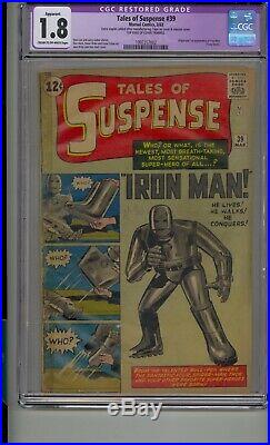 Tales Of Suspense #39 Cgc 1.8 1st Iron Man Tony Stark Stan Lee