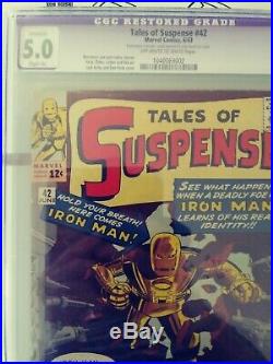 Tales Of Suspense 42 CGC 5.0 Restored Slight Color Touch Free Domestic Shipping