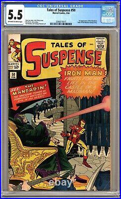 Tales Of Suspense #50 Cgc 5.5 1st Mandarin! Ow-wht Pages Marvel 1964