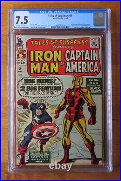Tales Of Suspense #59 ¢ Cgc 7.5 Iron Man & Captain America Dbl Feature 1964
