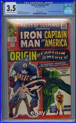 Tales Of Suspense #63 Cgc 3.5 Iron Man 1st Silver Age Origin Captain America