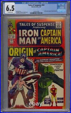 Tales Of Suspense #63 Cgc 6.5 Iron Man 1st Sa Origin Captain America Jack Kirby