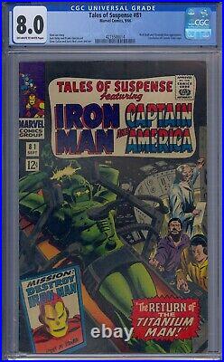 Tales Of Suspense #81 Cgc 8.0 Iron Man Captain America Red Skull Titanium Man
