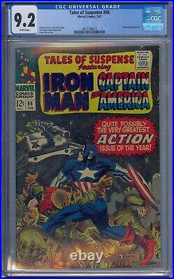 Tales Of Suspense #86 Cgc 9.2 Iron Man Captain America Jack Kirby White Pages