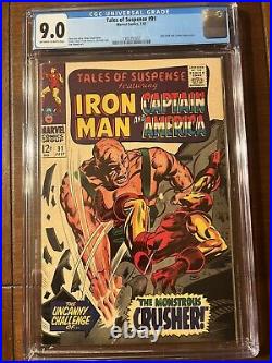 Tales Of Suspense #91 7/67 Cgc 9.0 Oww Pages! Nice Early Issue