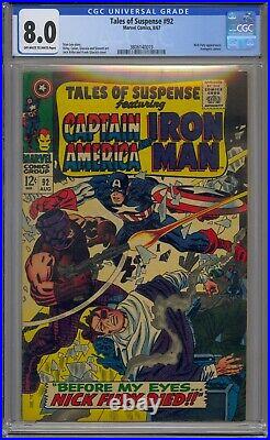 Tales Of Suspense #92 Cgc 8.0 Captain America Iron Man Nick Fury
