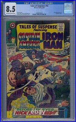 Tales Of Suspense #92 Cgc 8.5 Captain America Iron Man Nick Fury Avengers Kirby