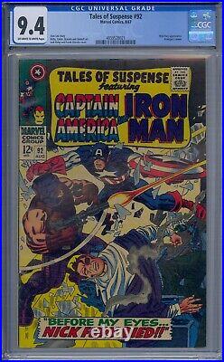 Tales Of Suspense #92 Cgc 9.4 Captain America Iron Man Nick Fury Avengers