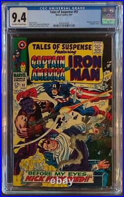 Tales Of Suspense #92 Cgc 9.4 Ow-w Pages Marvel Comics 1967 Nick Fury + Avengers
