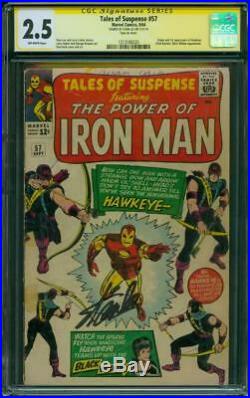 Tales Suspense 57 CGC 2.5 SS Stan Lee Sign 1st Hawkeye Iron Man Lieber art 1964