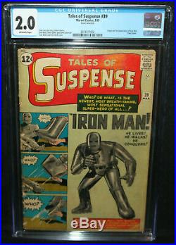 Tales of Suspense #39 Origin & 1st App of Iron Man CGC Grade 2.0 1963