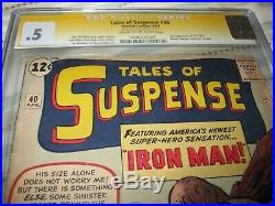 Tales of Suspense #40 Signed by STAN LEE (Marvel 1963) CGC 0.5 2nd Iron Man