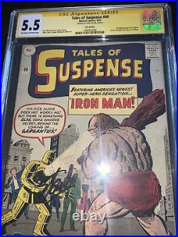 Tales of Suspense 40 cgc ss 5.5 Stan Lee Signature 2nd Iron Man UK Price Variant