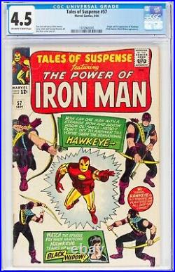 Tales of Suspense #57 (Marvel, 1964) CGC 4.5 VG+ OWW 1ST HAWKEYE