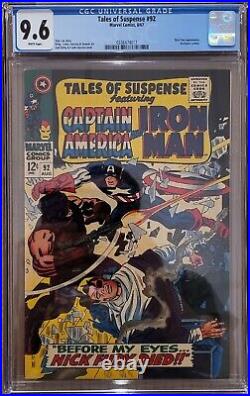 Tales of Suspense #92 CGC 9.6 WHITE PAGES Marvel 1967 NM+